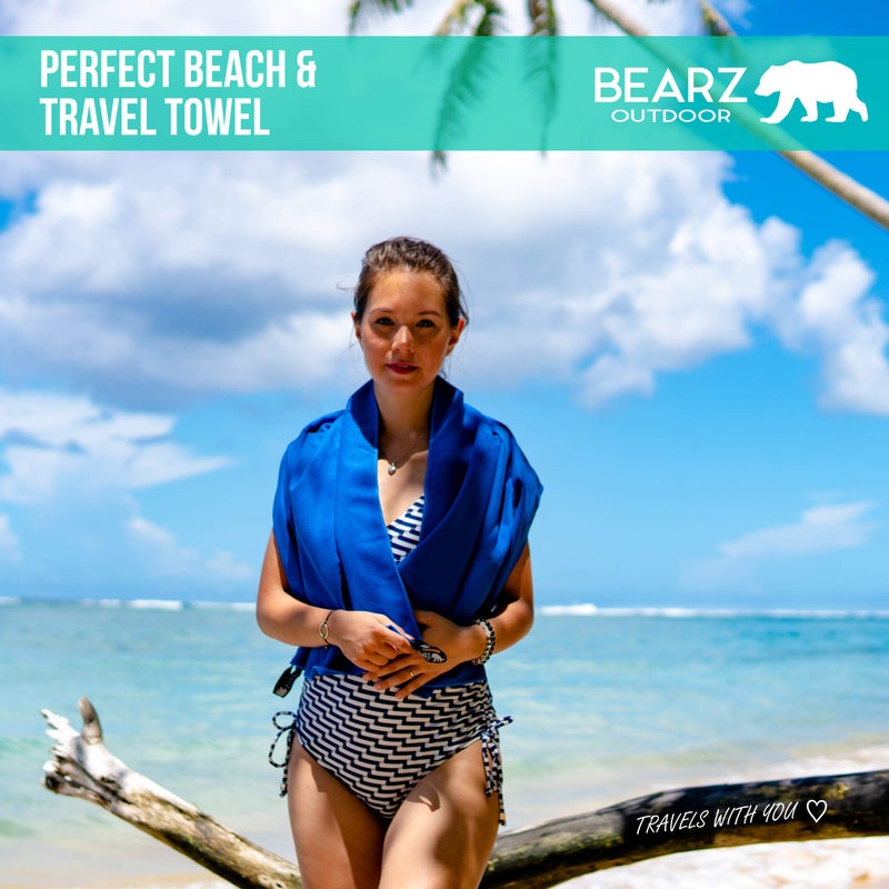 BEARZ Outdoor Fast Drying Microfiber Towel Set for Body, Workout, Camping, Yoga, Beach & Travel. Free Face Towel (4-Piece Standard Set) - Image 2